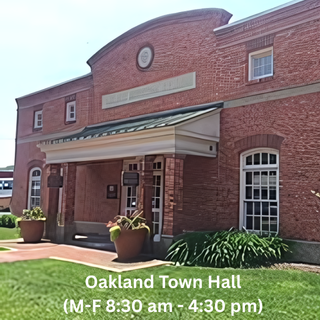 Drop off box location for unused medications. Photo of town hall building.